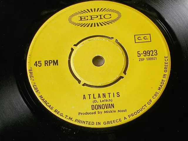 DONOVAN Atlantis / To Susan On The West Coast Waiting GREEK 7" EPIC 5-9923