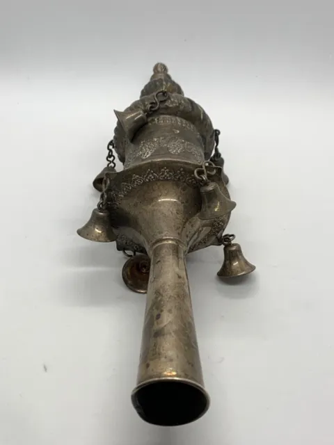 Antique Stamped Silver Hand Bell Rare Handheld Bell Decor Elegant Made Musical