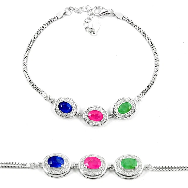 Wholesale Offers Natural Blue Sapphire Emerald Ruby Tennis Bracelet C19652 Wholesale Offers Natural Blue Sapphire Emerald Ruby Tennis Bracelet C19652