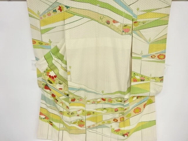 35790# Japanese Kimono / Antique Furisode / Ume Blossom & Kiku