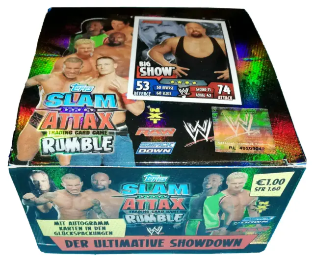 1 DISPLAY Topps Cards WWE SLAM ATTAX RUMBLE 2011 NEU 50 Tüten 250 Karten nxt aew