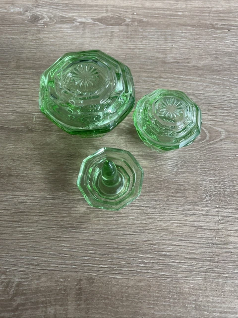 VINTAGE ART DECO Dressing Table Set Green Glass Vanity 5 Pieces 1920's  1940's 14.00 - PicClick UK