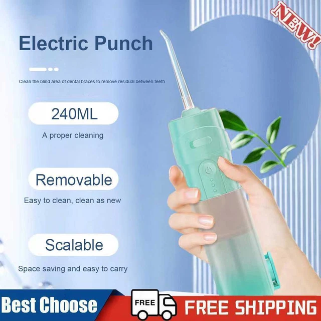 Irrigatore dentale elettrico 240 ml retrattile ricaricabile per uso da viaggio (verde)