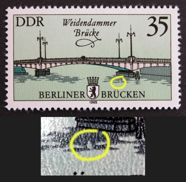 DDR 1985 MiNr. 2974 II mit Plattenfehler F50 (nach Michel) postfrisch