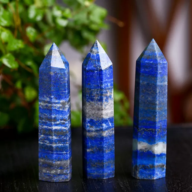 Natural Lapis Lazuli Quartz Crystal Point Obelisk Stone Wand Healing Reiki Gift
