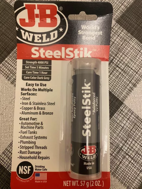 JB Weld SteelStik Steel Reinforced Repair Epoxy Glue Putty Filler Stick