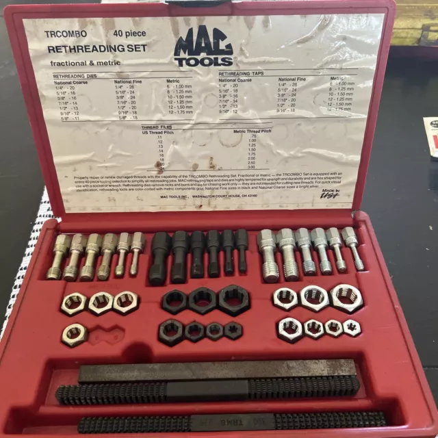 MAC Tools TRCOMBO 40-Piece Rethreading Tap and Die Set SAE & MM