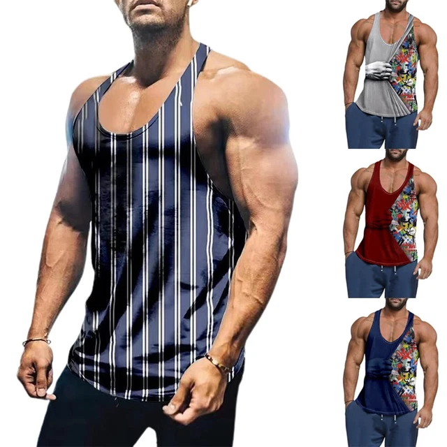 Uomo Sciolto Casual Gilet SPORTS Muscolo Workout Palestra Sottile Girocollo