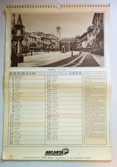 Calendario Arcarta 1992 Verona Bussolengo Soave Peschiera S.g. Lupatoto Legnago