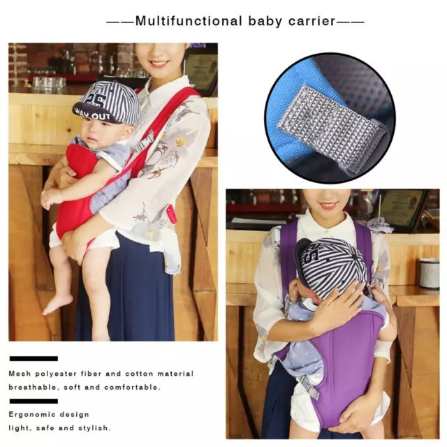 Baby Sling Adjustable Wrap Carrier Infant Breastfeeding Pouch Newborn Ergonomic 3