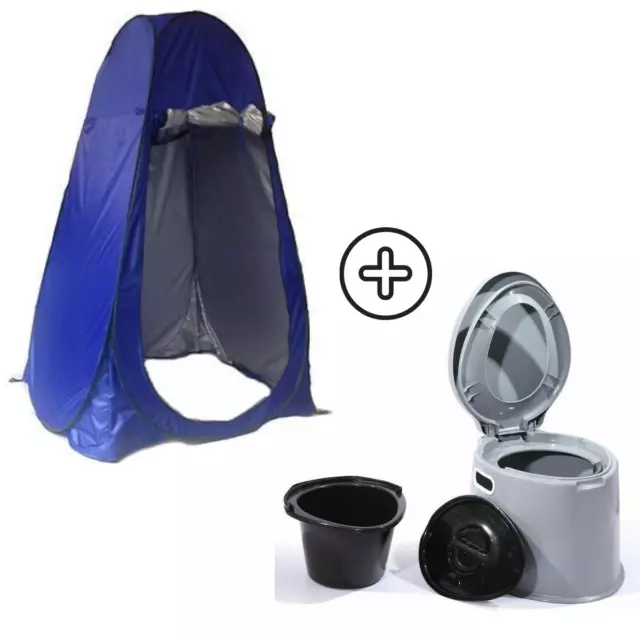 Anti-UV Outdoor Portable Shower Tent Privacy Room + 6L Camping Potty Toilet