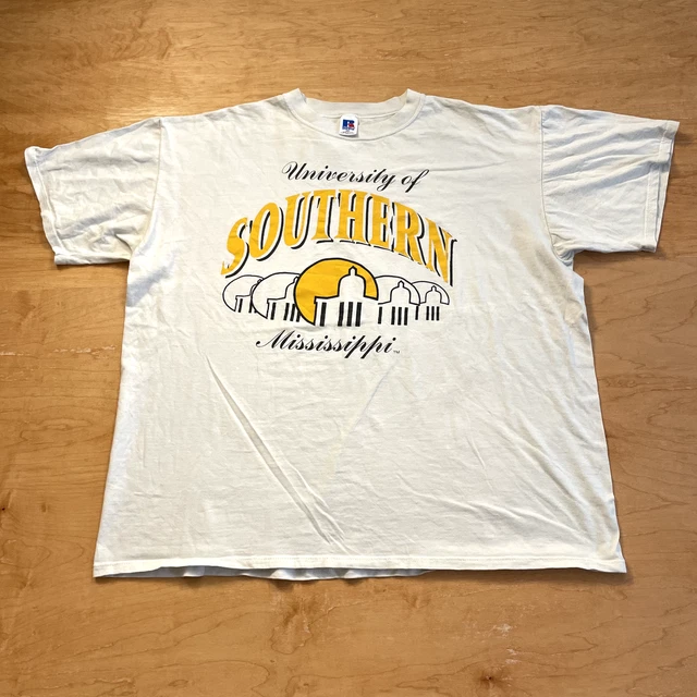 VTG 90's Russell Athletic University of Southern Mississippi White 2XL T-Shirt