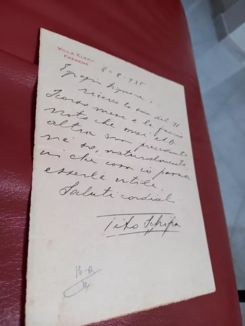 TITO SCHIPA lettera autografa Lirica tenore LECCE Lettere dei Dogi Anno 1935