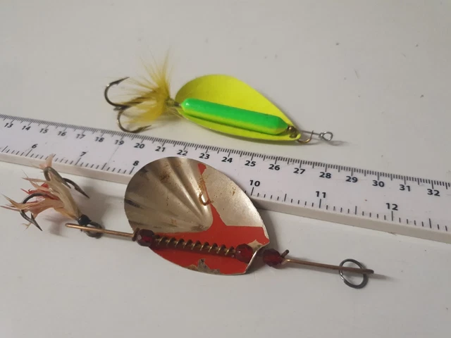 2×Rare Vintage,Large Spinners--Bass,Pike Fishing Lures