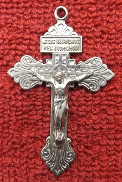 Vintage Jesus Nazarenus Rex Judaeorum Catholic Crucifix Cross