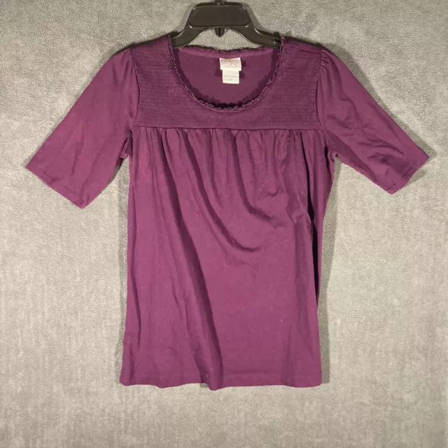 Oh Baby by Motherhood Maternity Short Sleeve Shirt Blouse Top Size M Purple