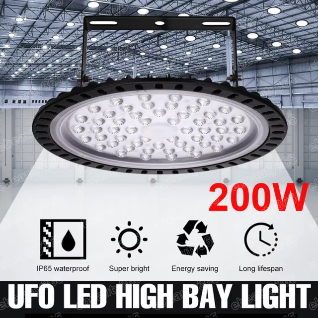 LED High Bay Light 200W UFO Factory Warehouse Industrial Waterproof Lights 6500K