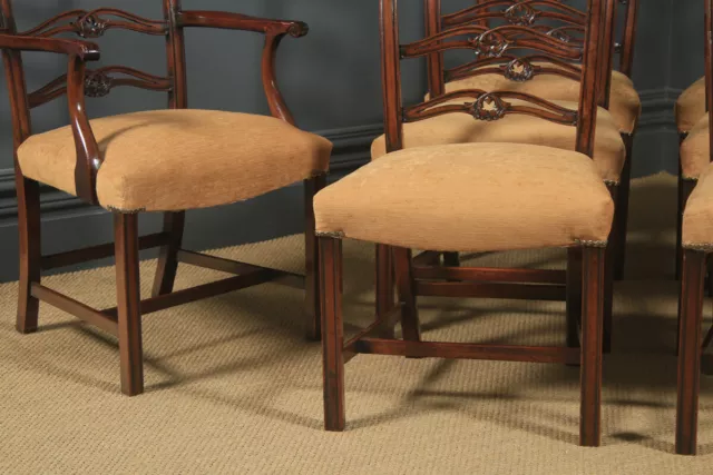 Antique Set of Eight English Georgian Ribbon Back Mahogany Dining Chairs c1880 3