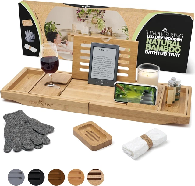 Vassoio Regolabile Per Vasca Da Bagno - Scaffale Estensibile 55-78cm | Porta Bicchieri, Libri, Telefono - Foto 9