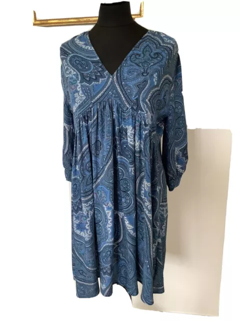 superbe robe style cachemire bleue neuve taille S  38/40