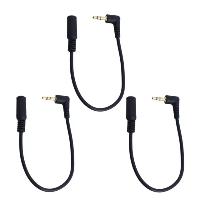 3pcs 3.5mm Bend Male to Female AUX Extension Cable Headphone Extension Cable