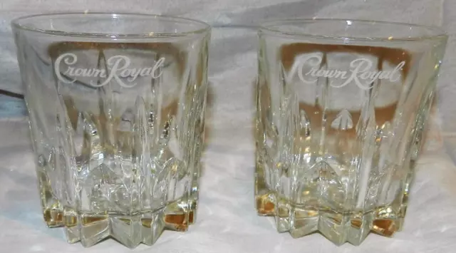 2 Crown Royal Diamond Cut Whiskey on the Rocks 8 oz Glasses