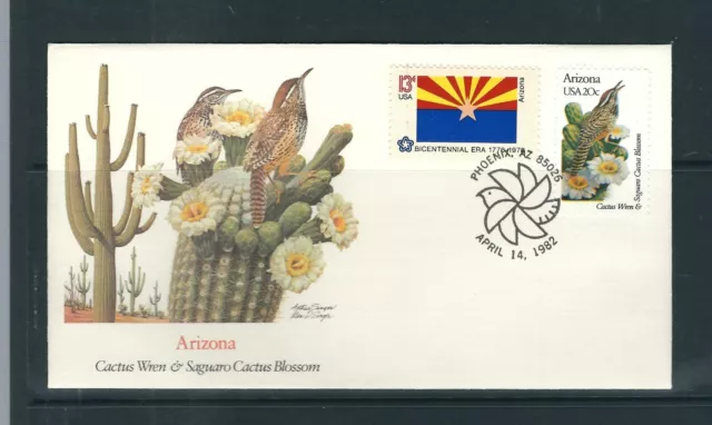 US SC # 1955 State Birds And Flowers / Flags ( Arizona ) FDC. Fleetwood