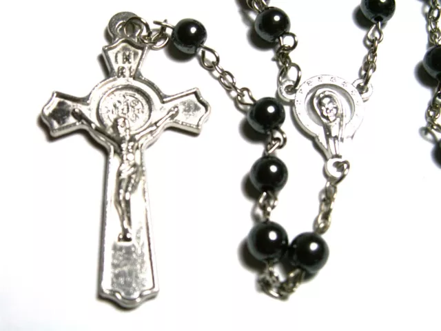 Rosary - hematite Beads Rosary Prayer Necklace - black hematite necklace 16E48