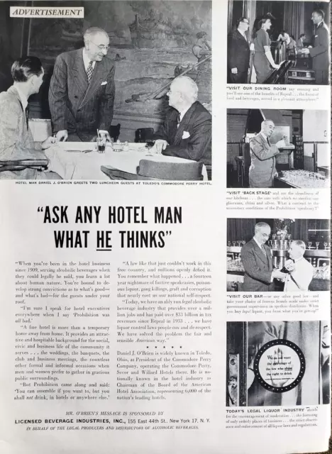 Liquor Board LBI LBC 1948 Vintage Print Ad Ephemera Art Decor Hotel Man