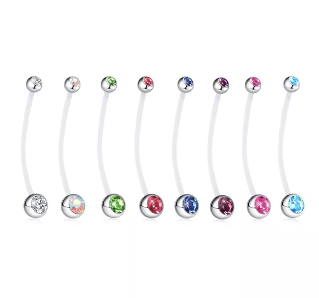 Maternity Pregnancy Belly Button Bar Navel Ring Body Piercing Jewellery Crystal