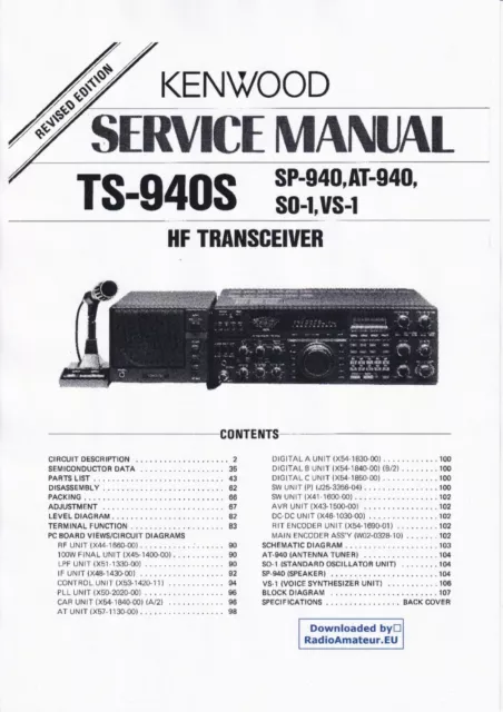 Service Manual-Anleitung für Kenwood TS-940 S,SP-940,AT-940,SO-1,VS-1