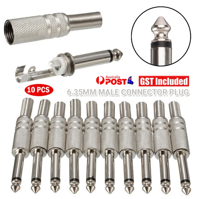 10pcs/pack 1/4'' 6.35mm Male Mono Monaural Audio Cable Jack Connector Plug Kit