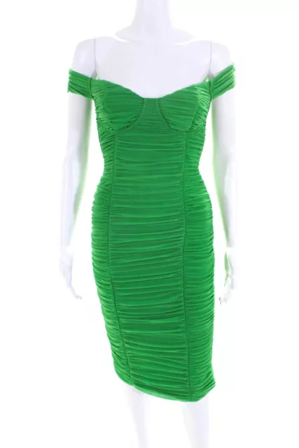 Majorelle Womens Nylon Ruched Sleeveless Underwired Pencil Dress Green Size XS