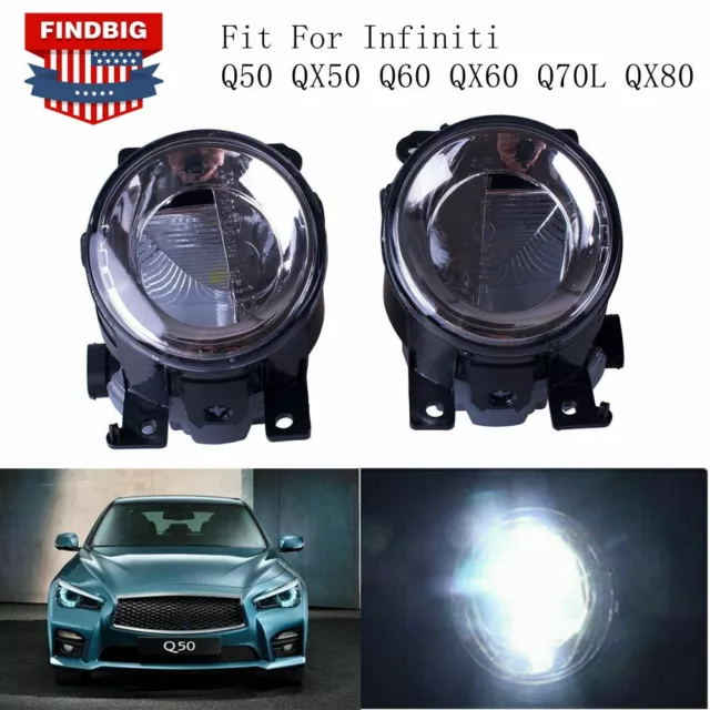 Pair LED Front Fog Light Lamp RH LR For Infiniti Q50 QX50 Q60 QX60 Q70L QX80 US