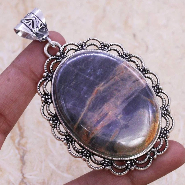Charming Picasso Jasper 925 Silver Plated Handmade Pendant of 2.5" Ethnic Gift