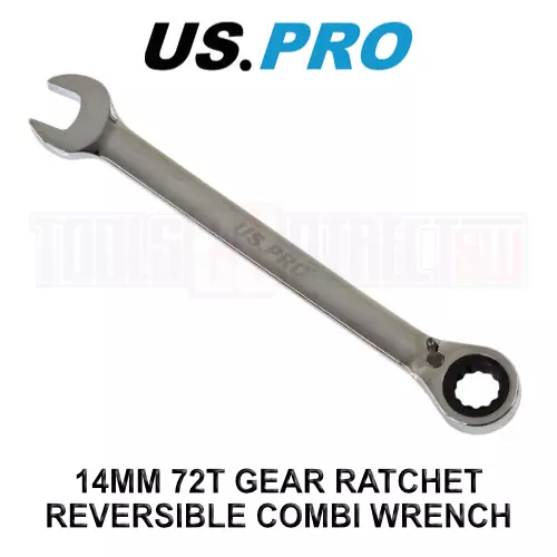 US PRO 14mm Reversible Ratchet Spanner Wrench 72 Teeth Open & Ring End Wrench