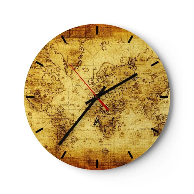 Orologio Da Parete Moderno Su Vetro - 40x40 Cm, Design Bere Bicchiere Vino, Silenzioso