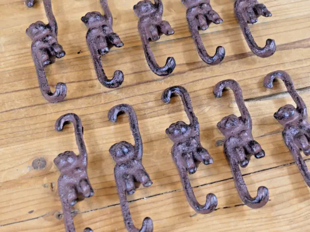 10 Monkey Hooks Plant Cast Iron Small Hook Hanger Kettle Hook Vintage Japanese 2