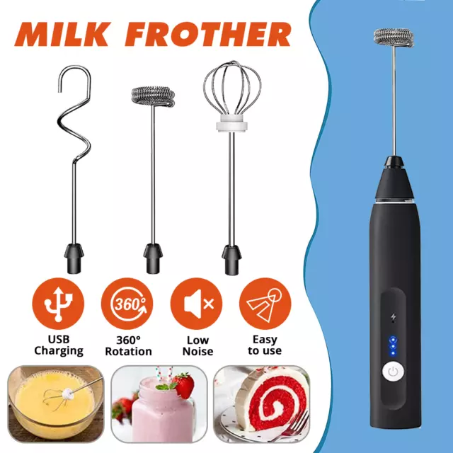XIMU Milk Frother Handheld, USB Rechargeable 3 Speeds Mini Electric Milk  Foam Maker Blender Mixer for Coffee, Latte, Cappuccino, Hot Chocolate, Egg