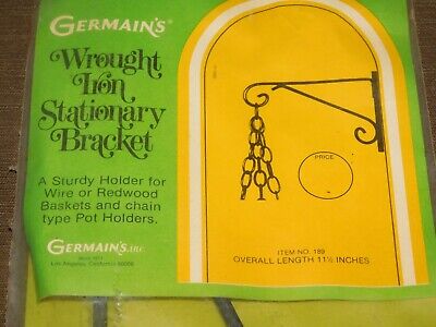 Vintage  11 1/2" Germain's Wrought Iron Stationary Bracket Plant Hook New Nos 2