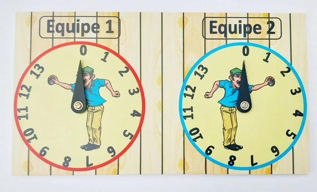 Compteur de pétanque style horloge 2 aiguilles