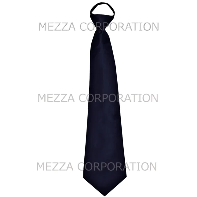 New formal men's pre-tied ready knot necktie polyester solid wedding navy blue