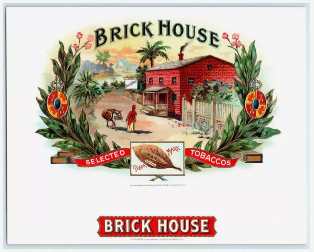 Brick House Town Road Scene Inner Cigar Label Embossed