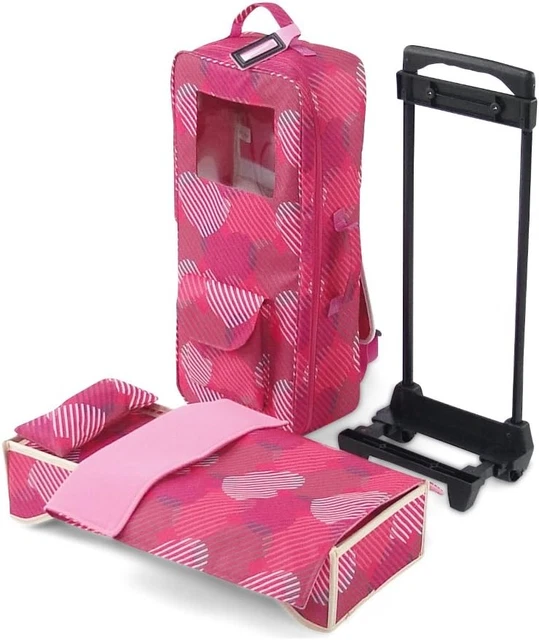 DOLL ACCESSORIES Closet Case Carrier Trolley Bed with Bedding 18 Inch EMILY ROSE