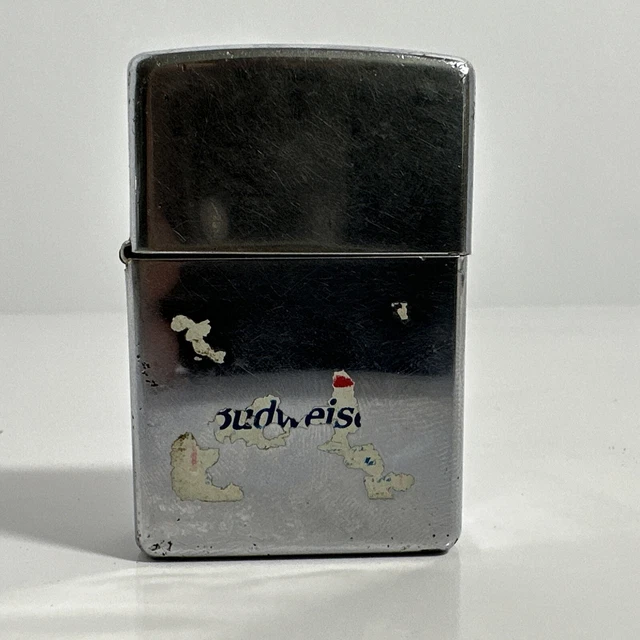 Vintage Zippo Lighter Budweiser  silver with Budweiser remains 1998