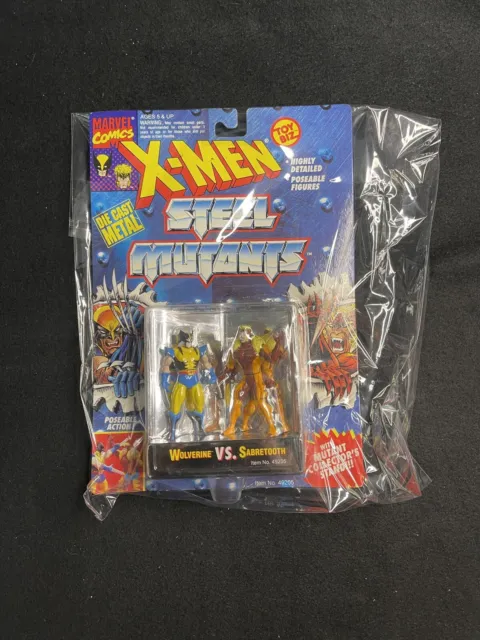 1994 Marvel Comics X-men Steel Mutants Wolverine vs Sabretooth Figures MOC