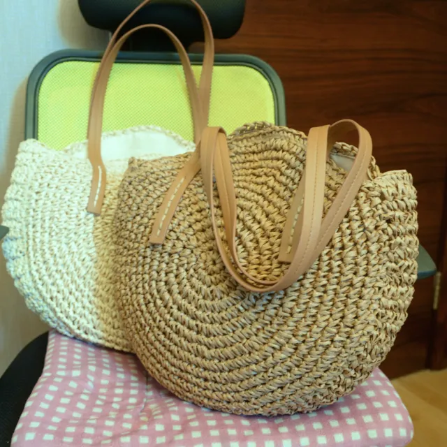 New Bohemia Round Rattan Straw Satchel Weaving Bag Handbag y
