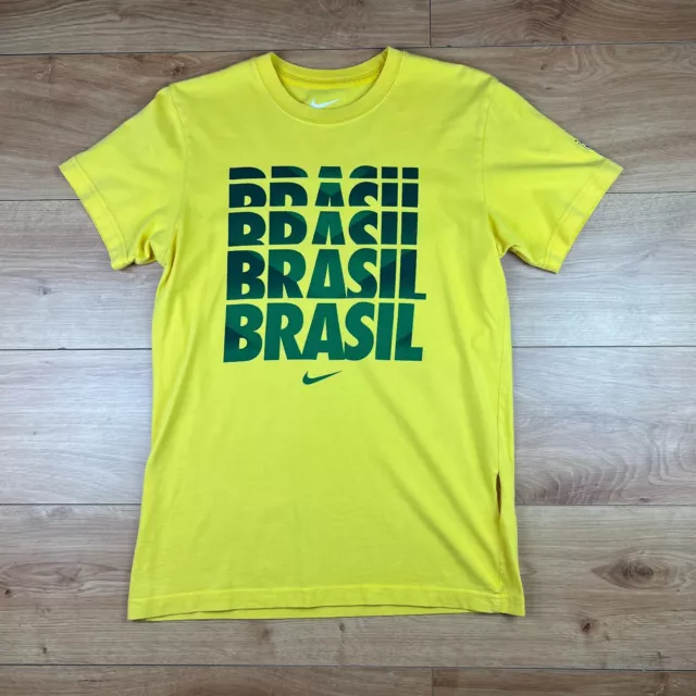 Mens Nike Brasil Yellow Slim Fit Short Sleeve Tee T Shirt Size Medium