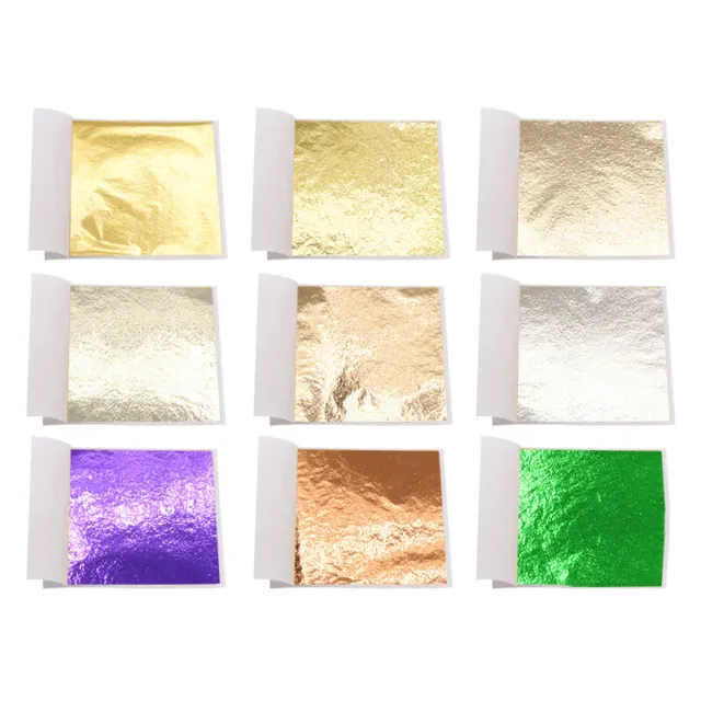 100pcs 8x8.5cm Imitation Gold Leaf Sheets Copper Foil Papers for Gilding DIY AK_