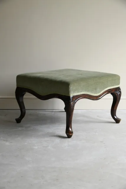 Antique Style Mahogany Upholstered Footstool